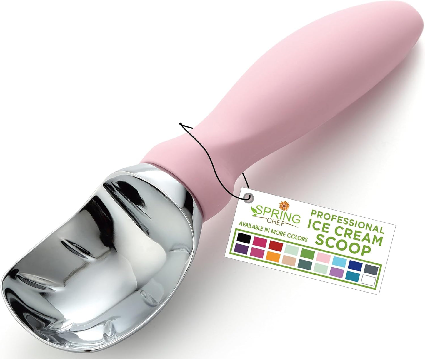 Spring Chef Ice Cream Scoop - Professional Heavy-Duty Scooper with Soft Grip Handle | Ideal for Gelato & Sorbet