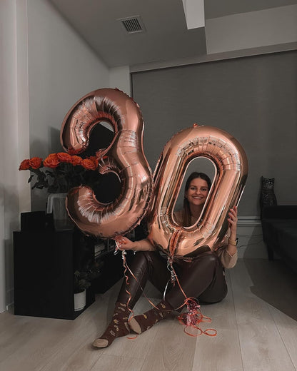 Rose Gold Number 30 Balloon - 40 Inch 30th Birthday Decoration for Men & Women