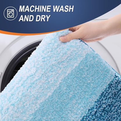 OLANLY Bathroom Runner Rug - Extra Soft Microfiber Mat | Quick Dry, Washable, 70x24, Peacock Blue