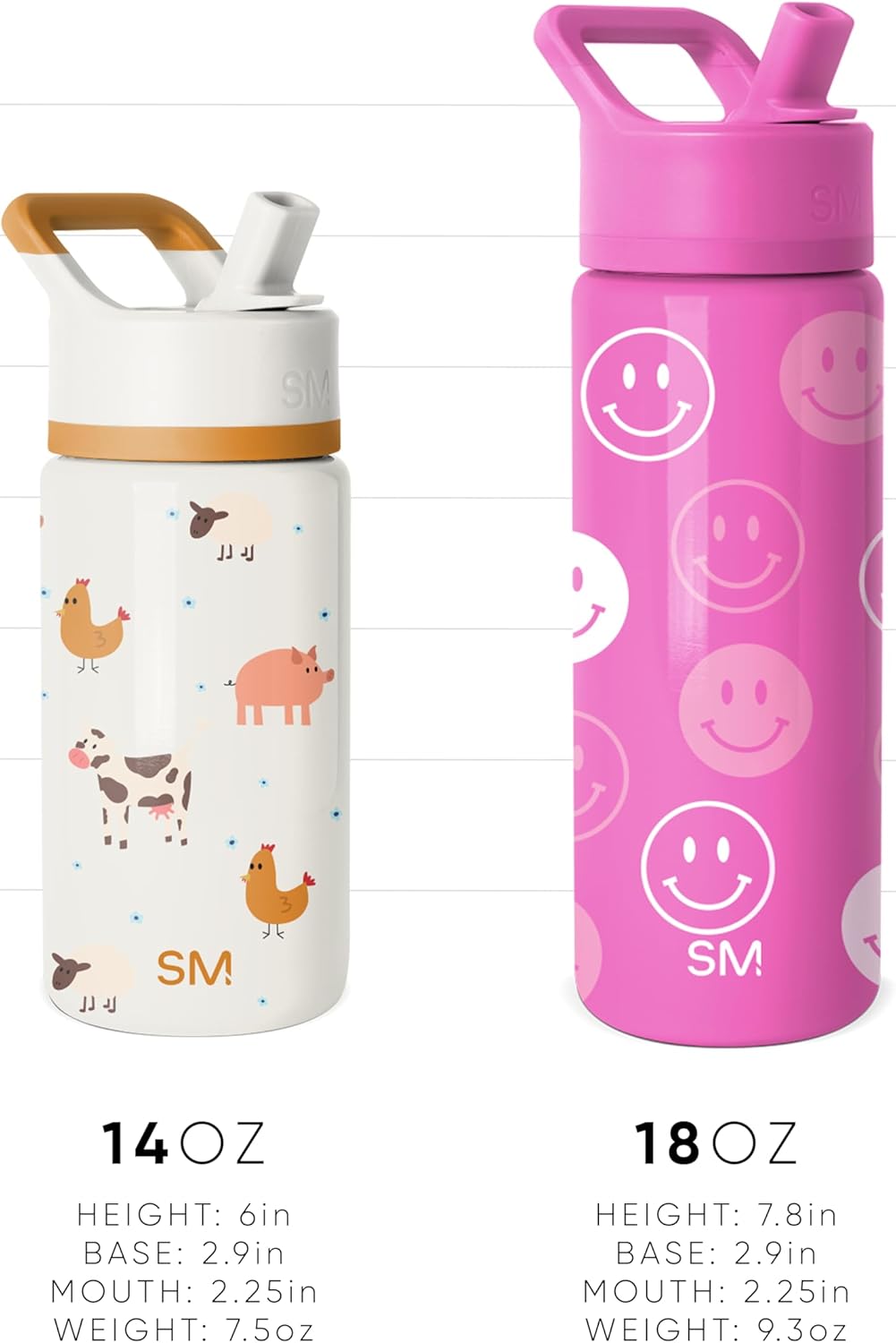 Simple Modern Kids Summit Water Bottle - Bluey 14oz Insulated Stainless Steel Tumbler with Straw Lid