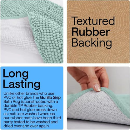 GORILLA GRIP Bath Rug Mat - Soft Absorbent Chenille | Quick-Dry Microfiber | 30x20, Seablue