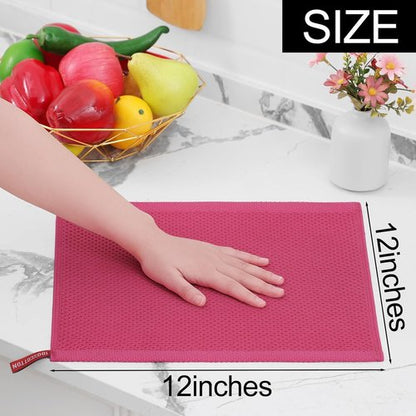 Homaxy Kitchen Dish Cloths - 100% Cotton Waffle Weave, Ultra Soft & Absorbent, 12x12 Inches, 6-Pack | Hot Pink