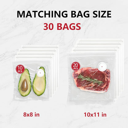 Skiennix Vacuum Sealer - Compact Handheld Machine with 30 Reusable Bags & 3 Containers | Ideal for Sous Vide, Travel & Camping