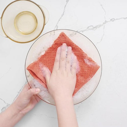 Homaxy 100% Cotton Waffle Weave Dish Cloths - Ultra Soft & Absorbent Quick-Drying Towels | 12 x 12 Inches, 6-Pack, Coral