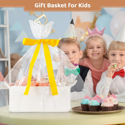 OIASKET Large Woven Gift Basket for Baby Showers - 16.5" L x 12.6" W x 7" H | Cute Storage with Handles