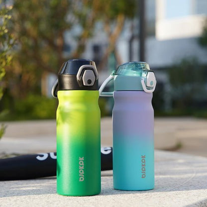 BJPKPK Insulated Water Bottle - 18oz Reusable Stainless Steel Flask with Straw & Leak-Proof Lid | Lavender Green