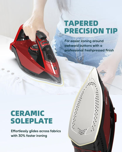 Omaiga 1500W Cordless Iron for Clothes, Wireless Steam Iron with Rapid Heating & Auto Shut Off, for Effective Wrinkle Removal