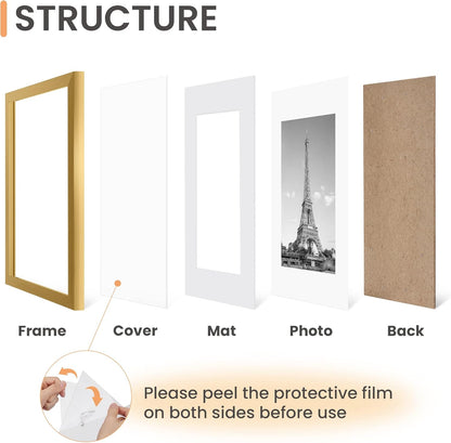 Upsimples 16x20 Picture Frame Set of 5 - Display 11x14 or 16x20 Photos | Elegant Gold Gallery Frames