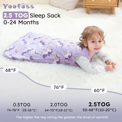 Yoofoss Baby Sleep Sack - 0-6 Months TOG 2.5 Wearable Blanket | 100% Organic Cotton, Soft & Warm