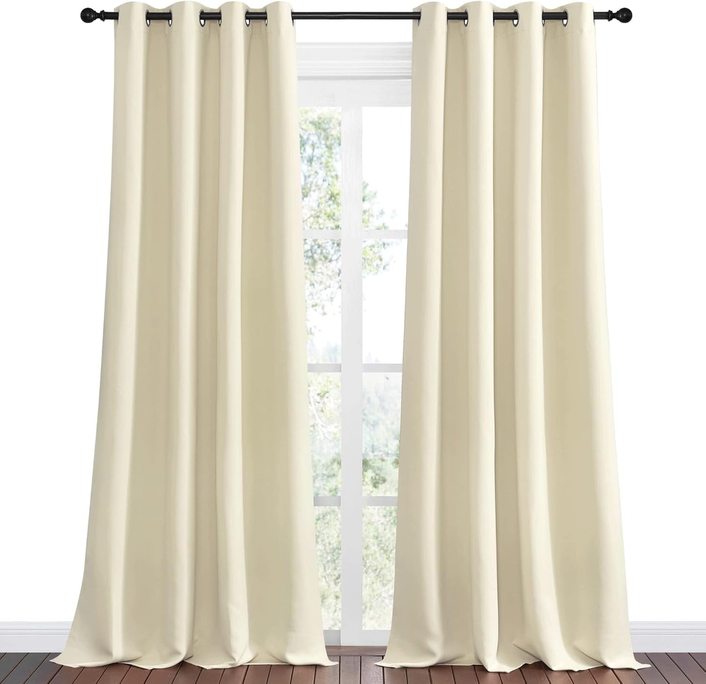 NICETOWN Beige Room Darkening Curtains - 120" Long | Set of 2, 55" Wide | Total Privacy for Boho Farmhouse Decor