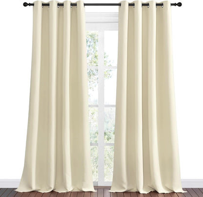 NICETOWN Beige Room Darkening Curtains - 120" Long | Set of 2, 55" Wide | Total Privacy for Boho Farmhouse Decor