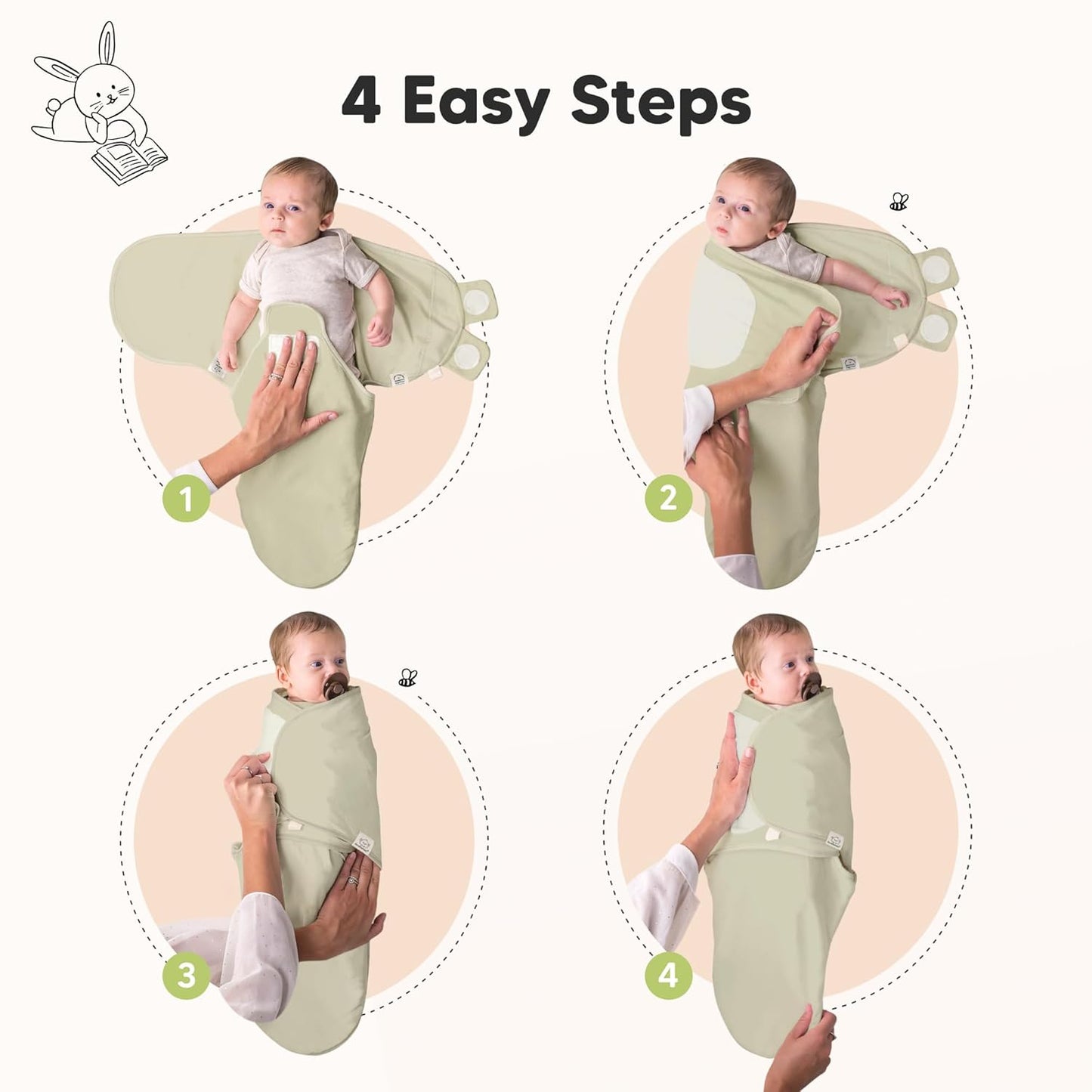 Skiennix Organic Baby Swaddle Sleep Sacks - Soft & Snug Newborn Swaddles for 0-3 Months (Dino Ridge, OS)