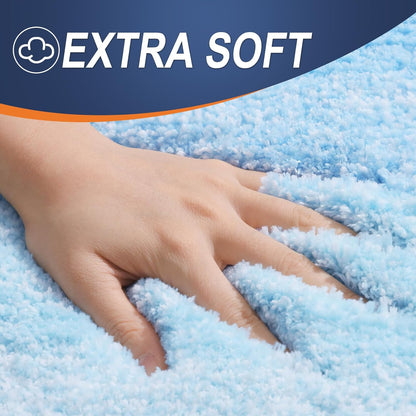 OLANLY Bath Rugs - Extra Soft Microfiber Mat with Rubber Backing | Quick Dry, Machine Washable, 34x21, Sky Blue