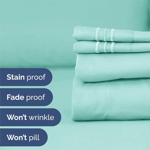 King Size 4 Piece Sheet Set - Ultra-Soft Cooling Bed Sheets for Luxurious Comfort - Oeko-Tex Certified Spa Blue