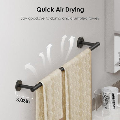 FORIOUS Black Toilet Paper Holder - Wall-Mounted Design with 24-Inch Towel Bar for Bathroom