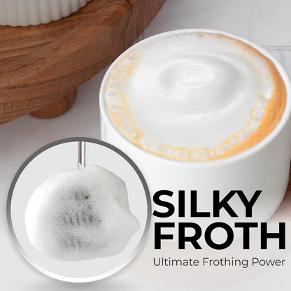 Zulay Kitchen Tornado Triple Whisk Milk Frother - Handheld Foam Maker for Coffee & Lattes - Olive & Gold Finish