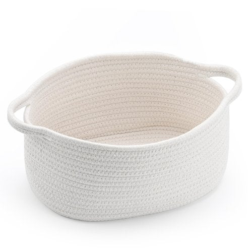 Happyiren Cute Woven Easter Basket with Handle, Baskets for Gifts Empty, Present Containers for Raffle Baby Shower Burr Basket, Decorative Organizer Box for Storage Baby Toy, 13" D x 8" W x 6" H