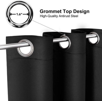 ChrisDowa Small Window Curtains - Grommet Thermal Insulated Room Darkening Panels, Black (42 x 36 Inch)