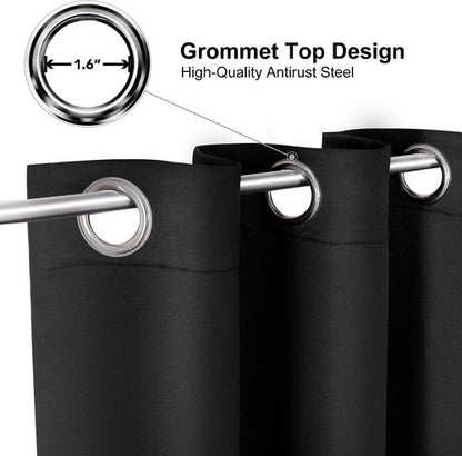 ChrisDowa Small Window Curtains for Kitchen and Bedroom - Grommet Short Thermal Insulated Room Darkening Curtains (2 Panels, Black, 52 x 36 Inch)
