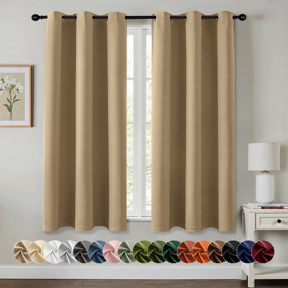 MIULEE Taupe Brown Blackout Curtains - Thermal Insulated Room Darkening Drapes | 54 Inch, 2 Panels