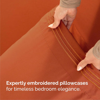 Queen Size 4-Piece Sheet Set | Skiennix Comfy Cooling Bed Sheets - Luxury Hotel Quality - Deep Pockets, Soft & Wrinkle-Free - Terracotta