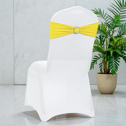 MDS Spandex Chair Sashes - Universal Fit Elastic Stretch Bands with Slider Bow | Pack of 250 - Yellow