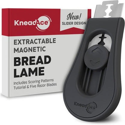KNEADACE Magnetic Bread Lame - Professional Dough Scoring Tool with Extractable Blade & 5 Razor Blades
