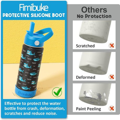 Fimibuke Kids Insulated Water Bottle - 18oz BPA-Free Double Wall Tumbler | Leak-Proof Design for School (2 Pack, Game + Space)