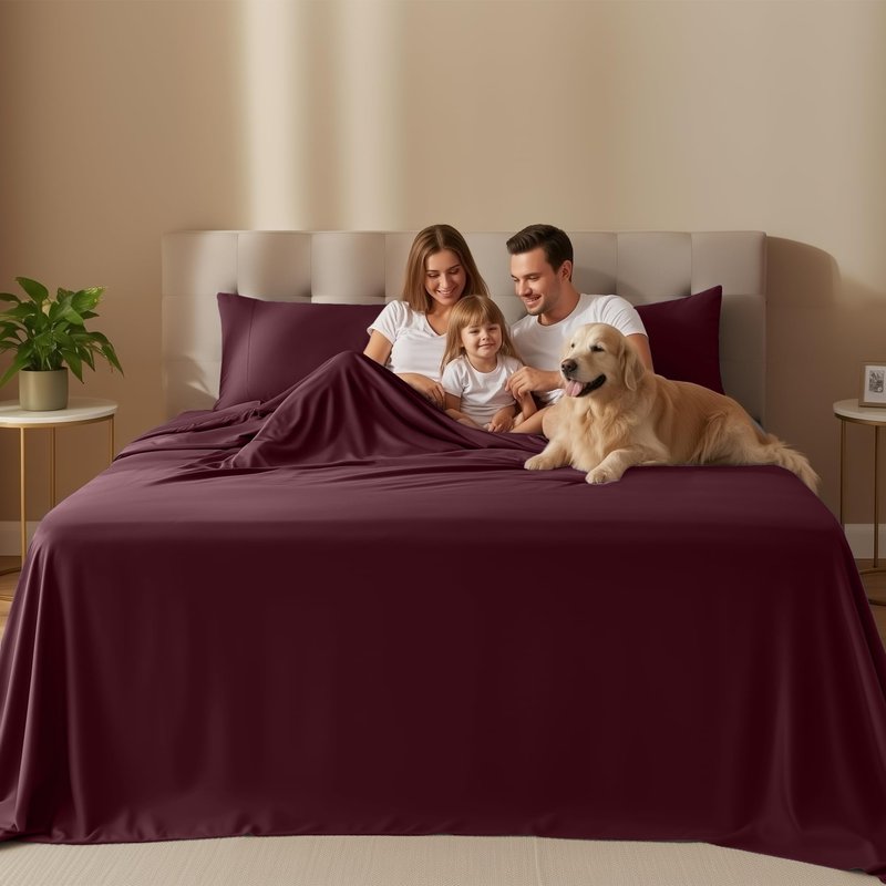 Utopia Bedding California King Size Sheet Set – 4 Piece Bed Sheets, Soft and Breathable Microfiber, Includes 1 Fitted Sheet, 1 Flat Sheet and 2 Pillowcases – Oeko Tex (Burgundy)