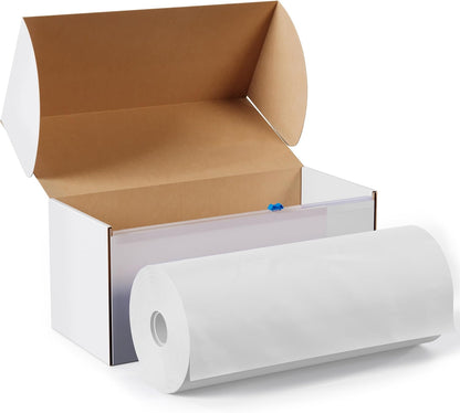 Party Solids | 54-Inch X 300-Feet White Plastic Table Cover Roll - Convenient Slide Cutter Included