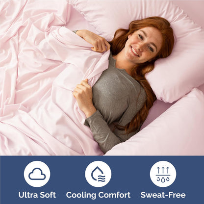 Skiennix Twin XL Sheet Set - Comfy Cooling Bed Sheets | Luxury Hotel Quality - Lavender Pink - Deep Pockets