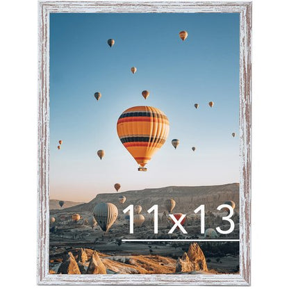 JCJMY 11x13 Picture Frame Rustic White for Wall Hanging, Wall Mounting Horizontally or Vertically, 11 x 13 Wall Gallery Poster Photo Frame with Shatter Resistant Plexiglass, Rustic White