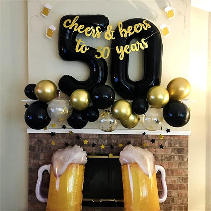 Skiennix Black Foil Number 2 Balloon - 40'' Giant Self-Inflating Helium Balloon for 2nd Birthday & Celebrations