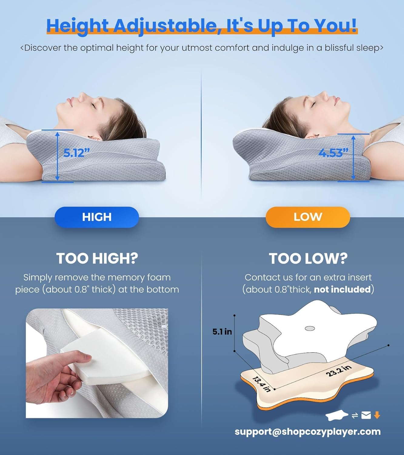 Ultra Pain Relief Cooling Pillow - Ergonomic Neck Support | Adjustable Memory Foam for Cozy Sleep