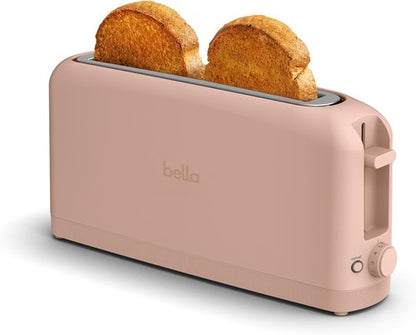 Bella 2 Slice Slim Toaster - 6 Shade Settings with Reheat & Cancel | Fits Sourdough, 10” Long Slot, Blossom