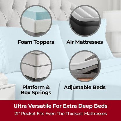 Mellanni Extra Deep Queen Sheets - 4 PC Iconic Collection Bedding - Hotel Luxury, Ultra Soft, Cooling Bed Sheets - Wrinkle, Fade, Stain Resistant (Queen, Aqua)