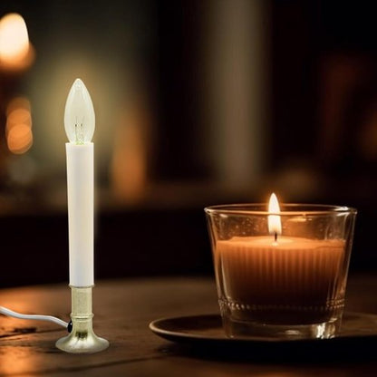 Creative Hobbies® Electric Window Candle Lamp - Brass Plated Base, Easy On/Off Switch, Ready to Use!