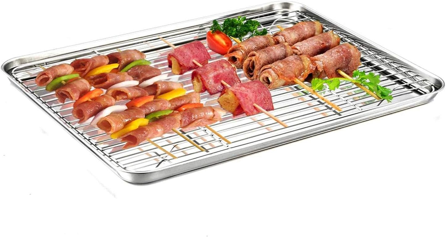 TeamFar Baking Sheet Set - Stainless Steel Cookie Tray with Cooling Rack | Non-Toxic & Dishwasher Safe