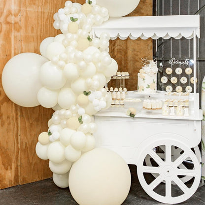 PartyWoo Beige Balloons - 140-Piece Arch Kit with Various Sizes for Weddings & Celebrations | Cream & Ivory