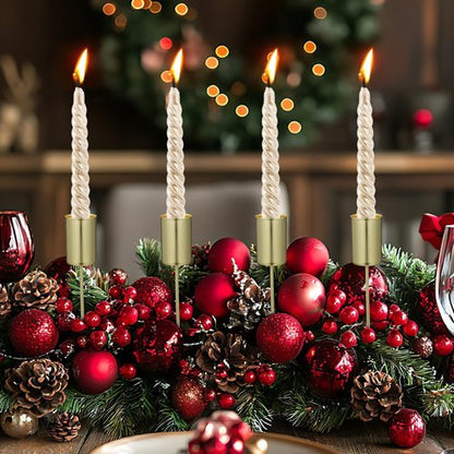 DOITOOL Golden Candle Holders - 5 Pcs Christmas Candle Stakes with Spike Cup Inserts for Festive Decor