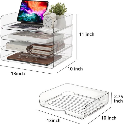 DCA Large Capacity Desk Organizer - 4-Tier File Organizer for Office, Home & School - Stackable Design