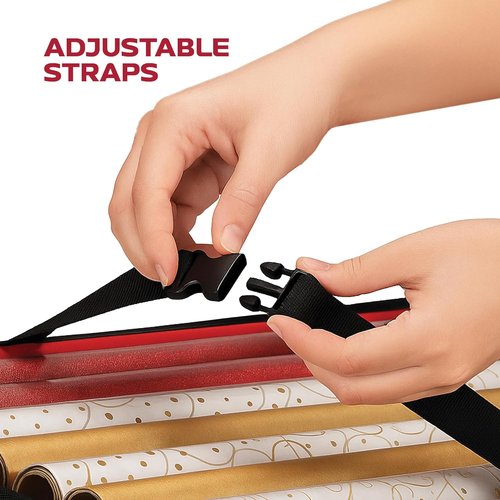 Christmas Wrapping Paper Organizer - Fits Up to 24 Rolls | Storage Bag with Straps & Pockets (Black)