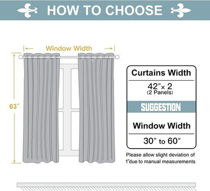 ChrisDowa Blackout Curtains - Thermal Insulated Room Darkening Panels Set (Brown, 42"W x 63"L)