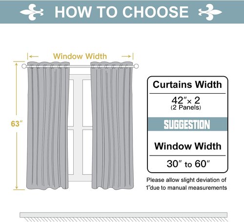 ChrisDowa Blackout Curtains - Thermal Insulated Room Darkening Panels, 2-Panel Set (Brown, 42W x 63L)