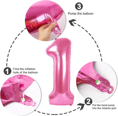 Skiennix 40-Inch Pink Number Balloons - Perfect for 2nd, 12th, 21st Birthday Parties & Celebrations
