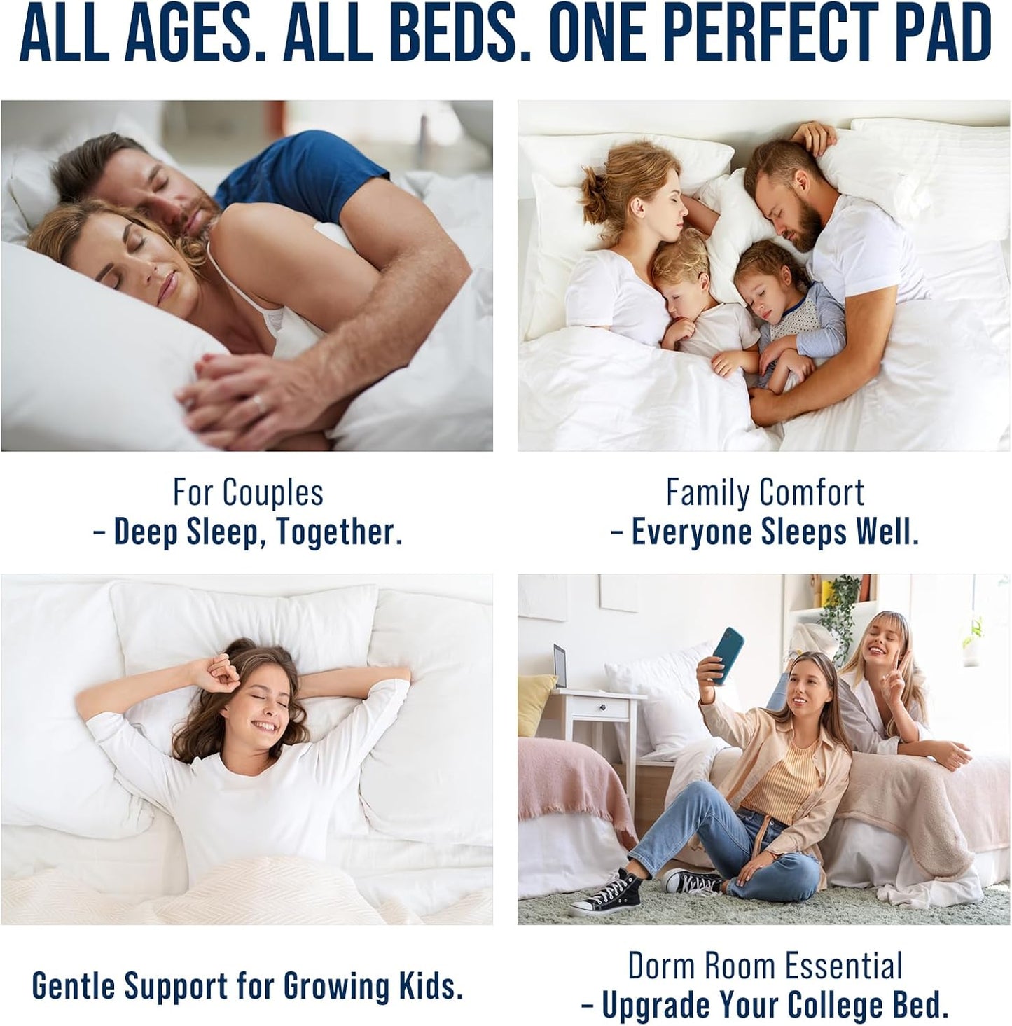 OLANLY Queen Quilted Mattress Pad - Soft Pillow Top, Cooling Comfort, Machine Washable, Deep Pocket, White
