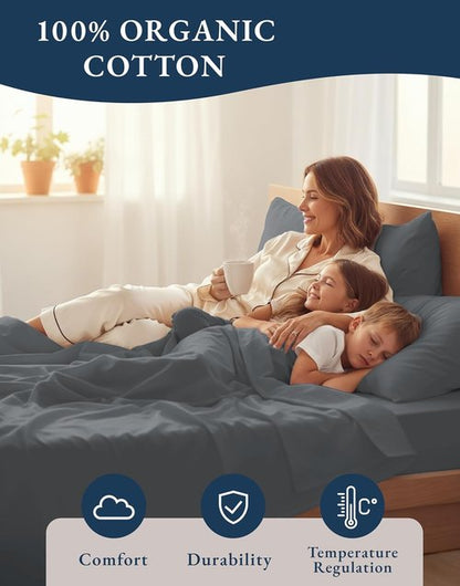 **LANE LINEN 100% Organic Cotton King Size Sheets - Soft, Eco-Friendly, Machine Washable | Charcoal Color**