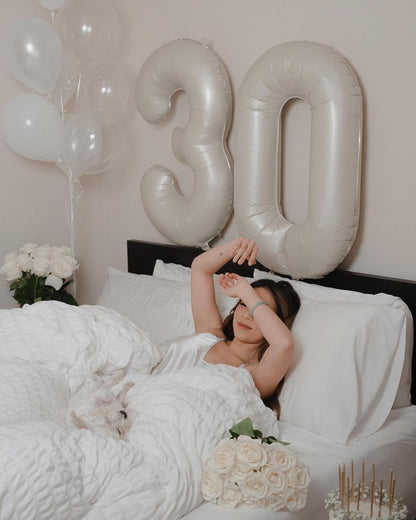 Regine Switzerland Cream Number Balloon - 40 Inch Birthday Decoration for Men & Women