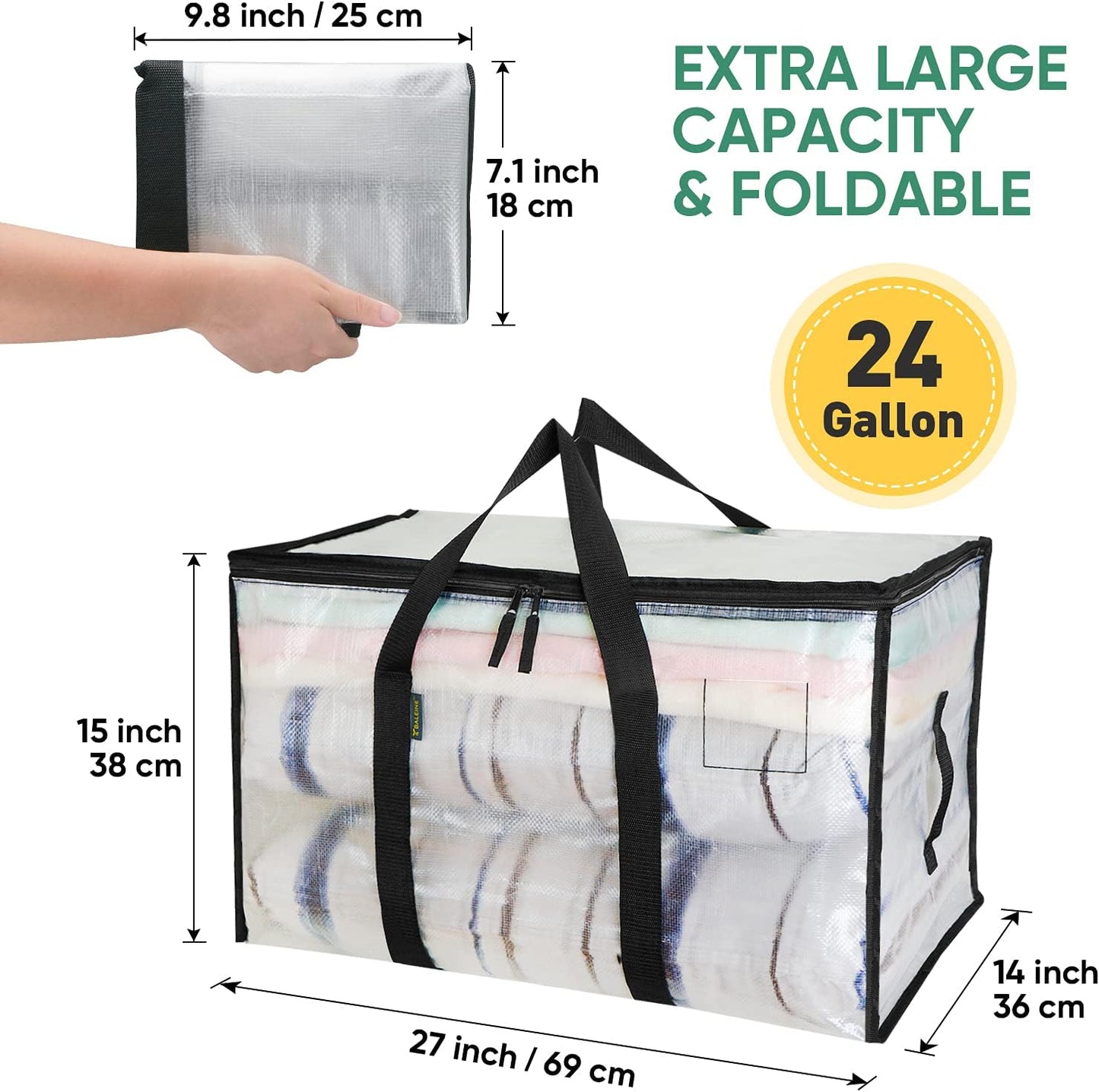 BALEINE Heavy-Duty Oversized Moving Bags - 4-Pack with Reinforced Handles for Clothes & Storage