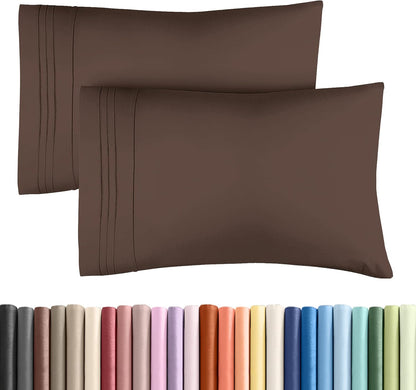 Queen Pillow Cases by [Brand Name] - Ultra Soft Hotel Quality Covers | Wrinkle-Free, Stain Resistant - 2 Piece Set in Brown